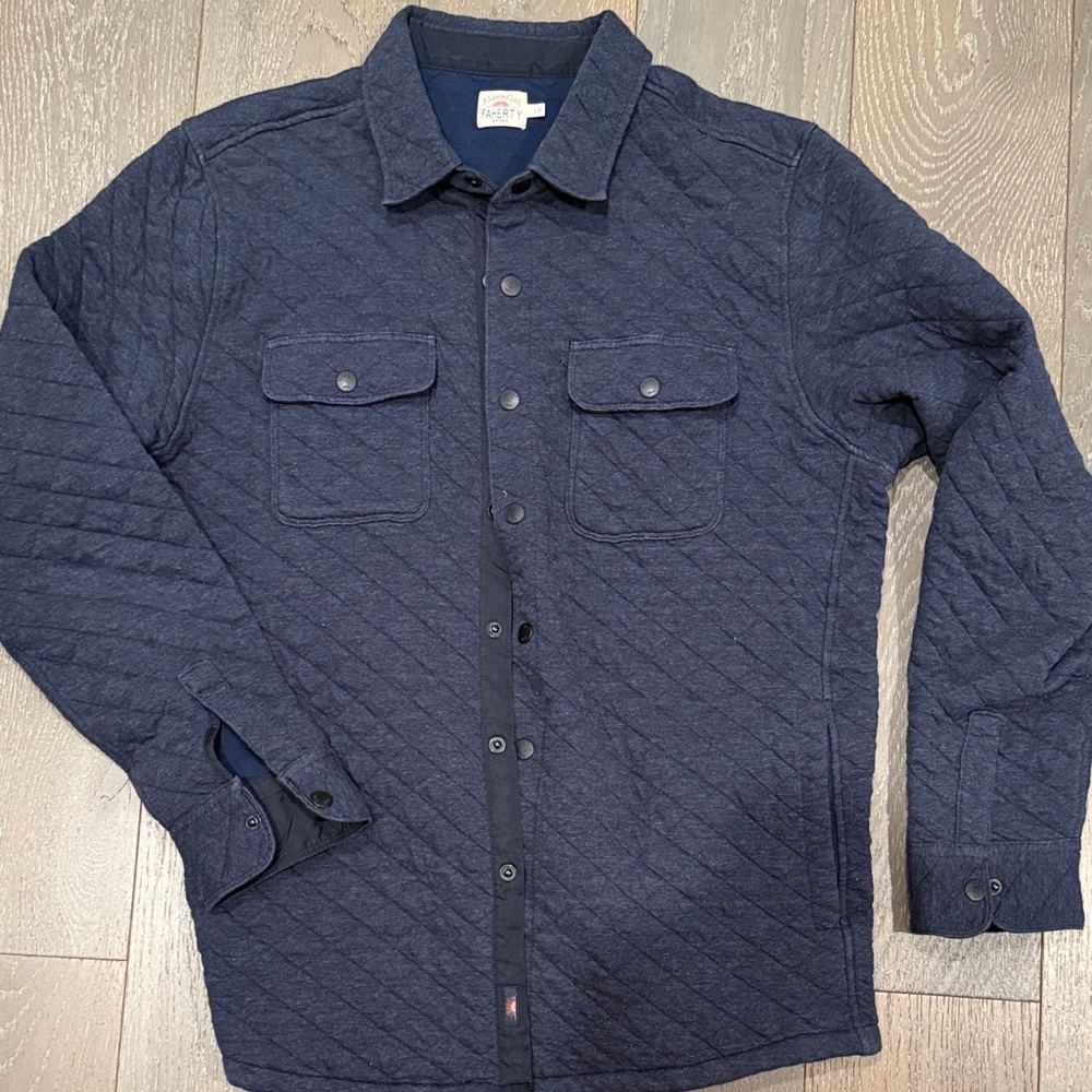 Faherty Quilted Blue Shirt Jacket